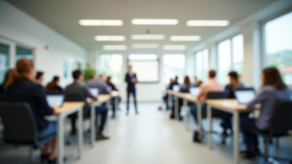 Sala de treinamento cerebral com ambiente moderno, equipamento de aprendizagem visível, iluminação clara e convidativa, vista ampla sem pessoas