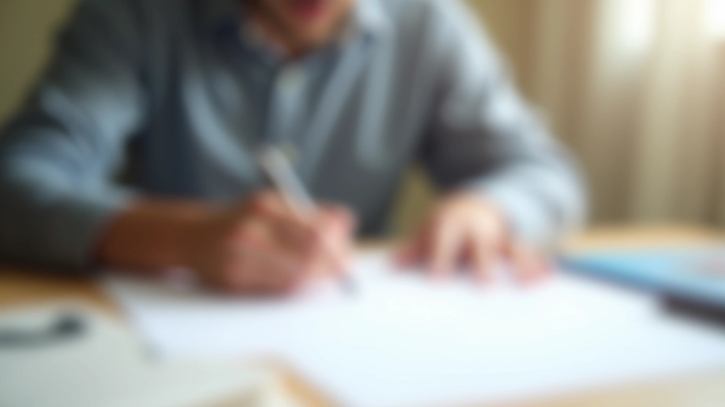 Pessoa a escrever ou desenhar numa secretária limpa, apenas um item na mão, ambiente organizado e minimalista